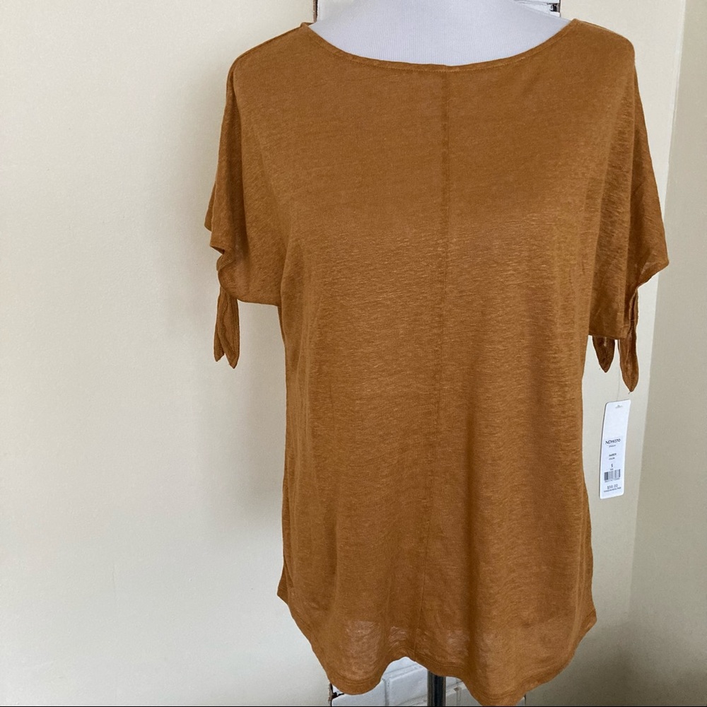 Andrea Jovine Linen Top NEW Tie Sleeve Small